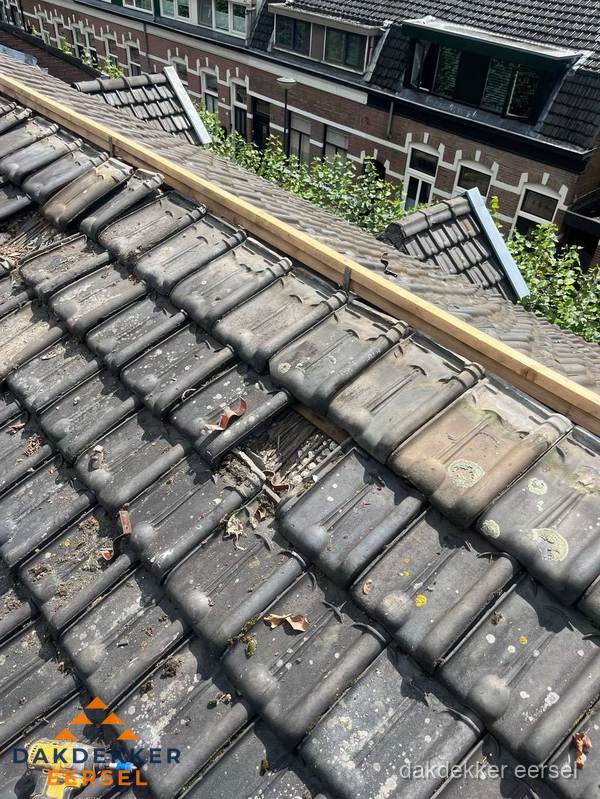 Dakonderhoud aan schuin pannendak met nokvernieuwing in Eersel